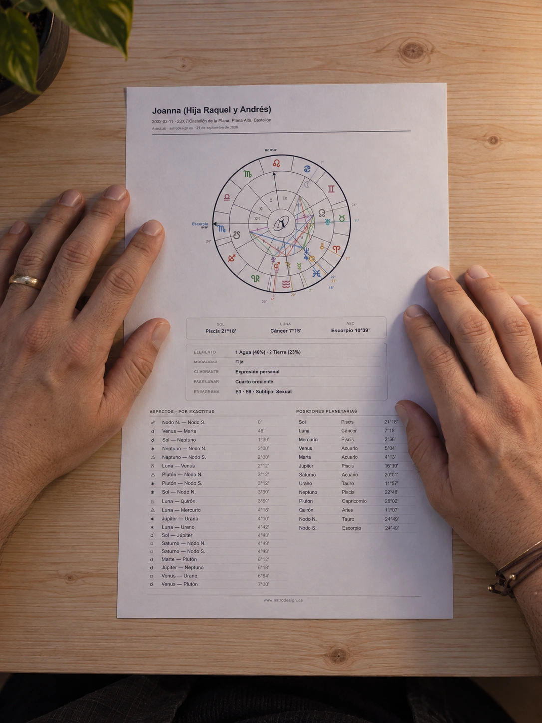 Adorian Zamora en su estudio de astrología en Valencia